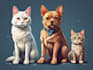 draw dog cat pet portrait vector illustration