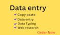 data entry, excel data entry, copy paste,web research job
