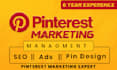 manage your pinterest marketing, SEO optimized pins and traffic growth