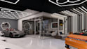 do interior design car showroom, waiting area ,3d render