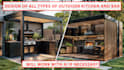 design and render a stunning 3d outdoor kitchen and bar with realism