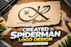 design spiderman style logo in black and white vector