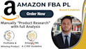 do manually profitable product research  on amazon fba