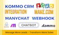 integrate zoho, kommo CRM with openai, chatbot, zapier, intercom, make, manychat