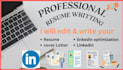 upgrade and write your resume, cv, cover letter, linkedin