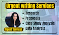 do case study analysis , research , data analysis , business proposal