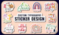 do custom typography sticker design for your business