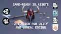create 3d models, props, assets in fantasy, realistic or sci fi styles
