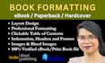do ebook formatting, paperback formatting, layout design for amazon kdp