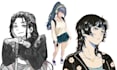 draw aesthetic character, retro anime, line art