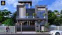 design house exterior elevation and facade with 3d render