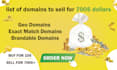 provide a list of domains to sell for 700 dollars, passive income