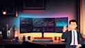 design amazing trading backgrounds with logo and character