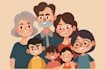 draw a vector art family portrait