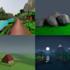 create low poly 3d assets, stylized, environment, render