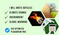 write climate change, sustainability and global warming articles