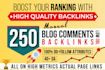 make 250 high authority do follow blog comment backlinks