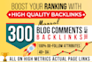make 300 high authority do follow blog comment backlinks
