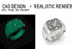 design jewelry cad in rhino for 3d printing with realistic rendering