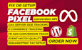 setup facebook pixel conversion API, fix google analytics 4, ecommerce tracking