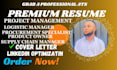 write ats procurement manager, logistics manager, supplychain manager resume