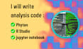 write analysis codes by r, rstudio, python jupyter notebook