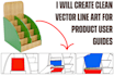 create clean vector line art for product user guides