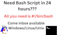 write bash, shell script in linux, unix in 24 hours