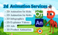 create 2d animation video for cartoon, music or business