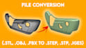 convert stl, obj scanned files to step, igs, parasolid