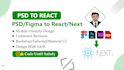 convert psd to react, figma to react, xd to react or nextjs landing page design