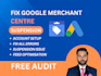 fix google merchant center suspension, setup shopping ads