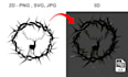 convert 2d design to 3d, 2d logo svg, jpg, png to glb file
