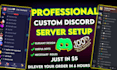 do professional custom discord server setup for you within 6 hours