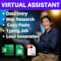 be VA, data entry, lead generation, copy paste, web research