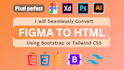 convert figma to html, xd, sketch, psd to html responsive bootstrap