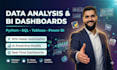 do data analysis and business dashboards using python, sql, tableau