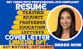 write adjunct resume, teacher, professor, education, lecturer resume