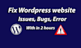 fix wordpress issues, critical error, 404 error, elementor fix woocommerce bug