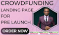do kickstarter indiegogo crowdfunding mailchimp pre launch landing page design