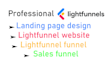 create a professional light funnel landing page, clickfunnel