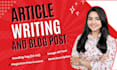write SEO friendly articles, content writing and blog posts as a VA