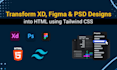 convert xd, figma and PSD designs to HTML with tailwind CSS