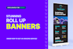 design retractable banner, pull up, pop up, standee, roll up