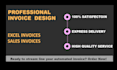 design customized sales invoice in excel, google sheet with automation