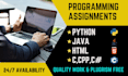 do computer science assignments, c sharp, cpp, java and python programming task
