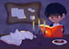 illustrate custom character with a childrens book style