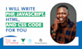 write php html javascript and css code for you