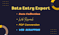 do data collection, web research, PDF conversion, web scrapping