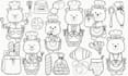 draw cute black line art characters and items